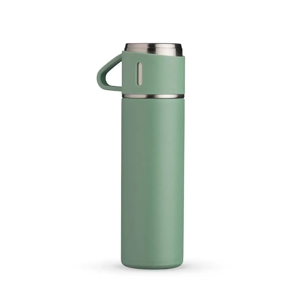 Garrafa térmica inox 450ml tampa vira caneca personalizada verde escuro