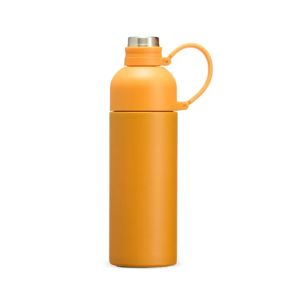 Garrafa Térmica Inox 460ml Dupla Abertura personalizada laranja