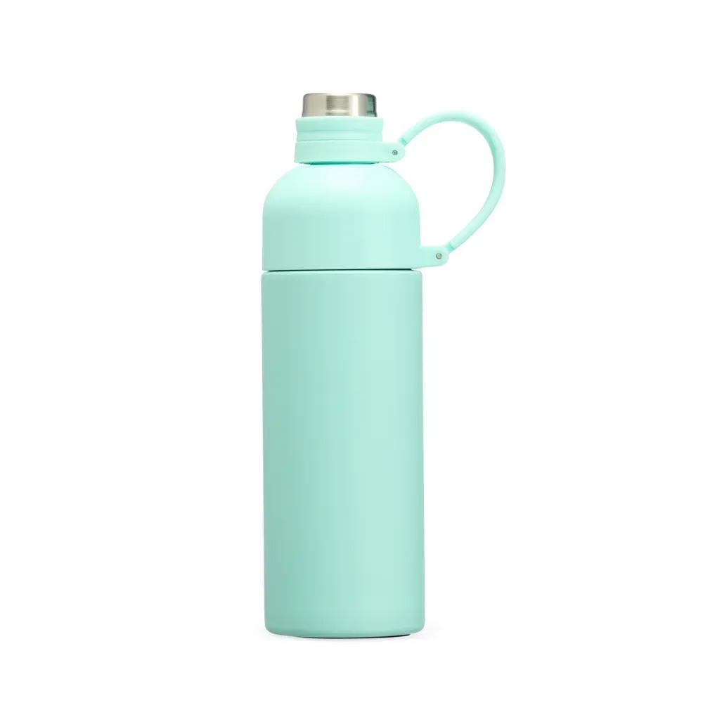 Garrafa Térmica Inox 460ml Dupla Abertura personalizada verde água
