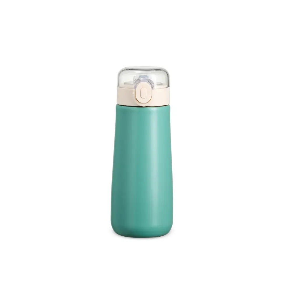 Garrafa Térmica Inox 500ml com Bico de Silicone e Canudo personalizada verde
