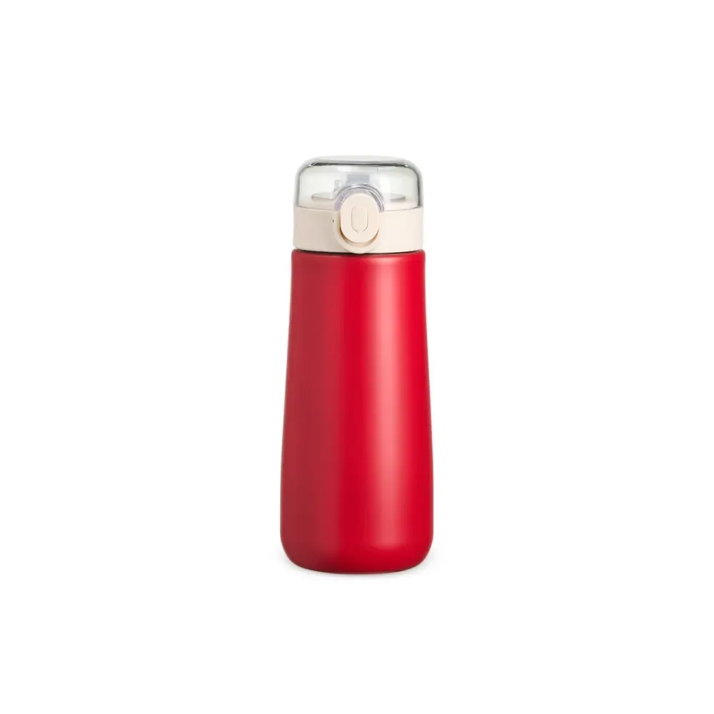Garrafa Térmica Inox 500ml com Bico de Silicone e Canudo personalizada vermelha