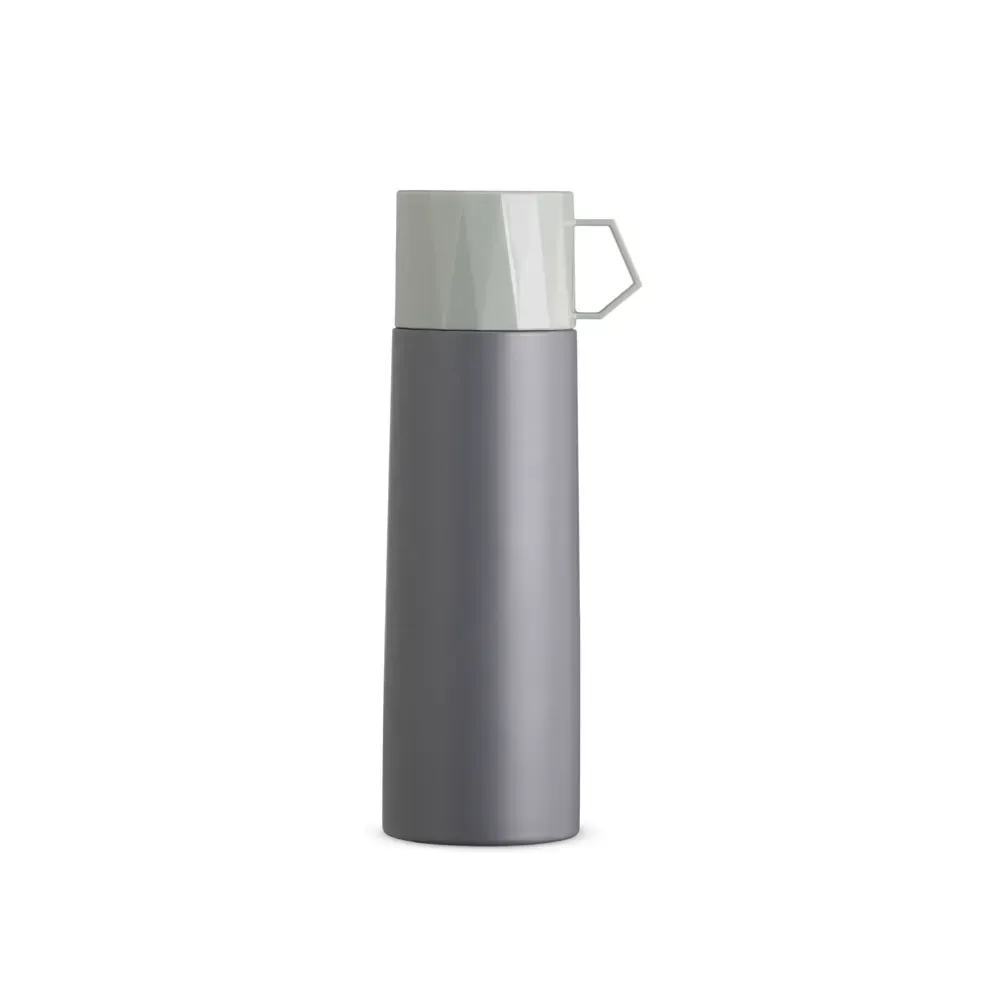 Garrafa Térmica Inox 500ml Tampa Caneca personalizada cinza