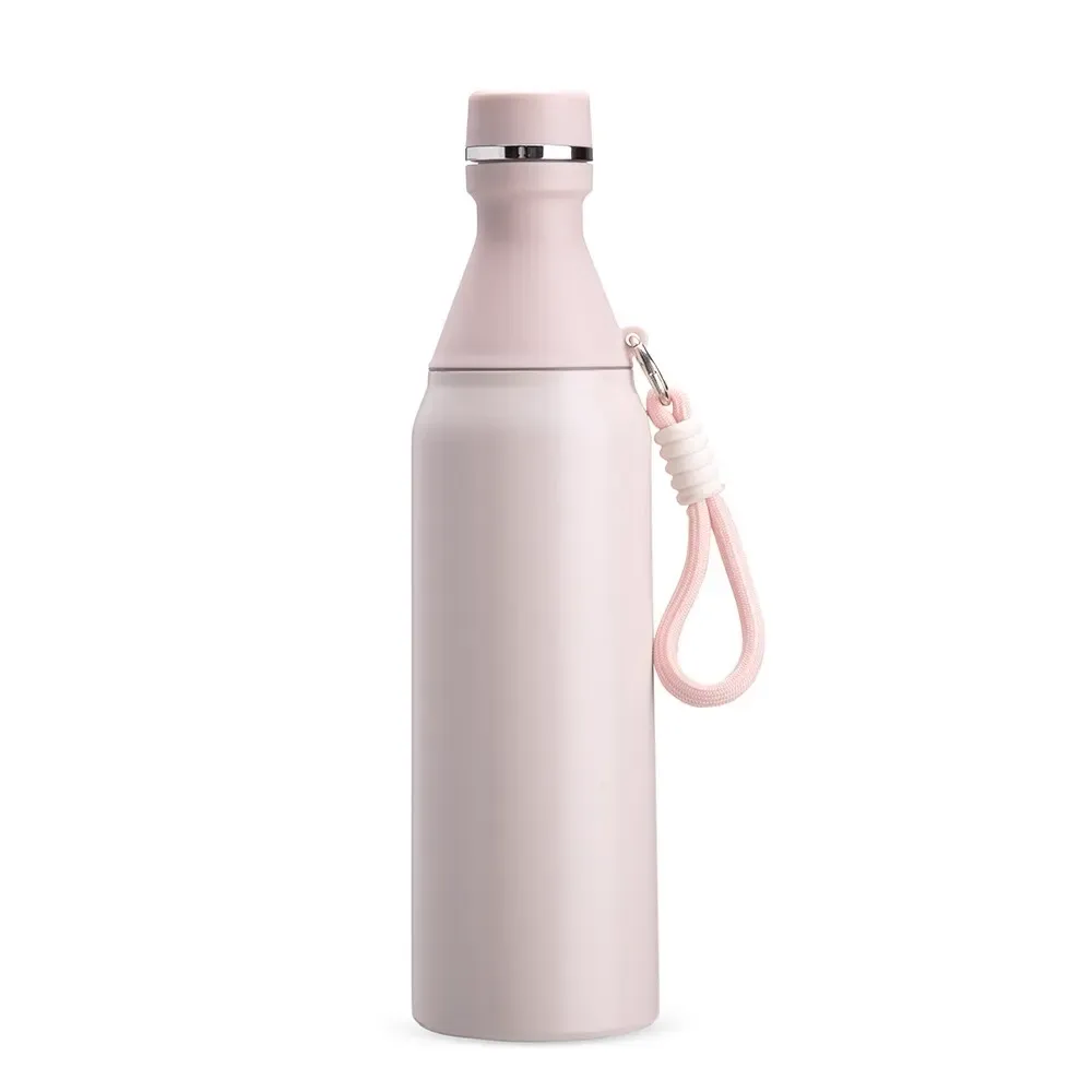 Garrafa Térmica Inox 500ml Copo Removível rosa claro
