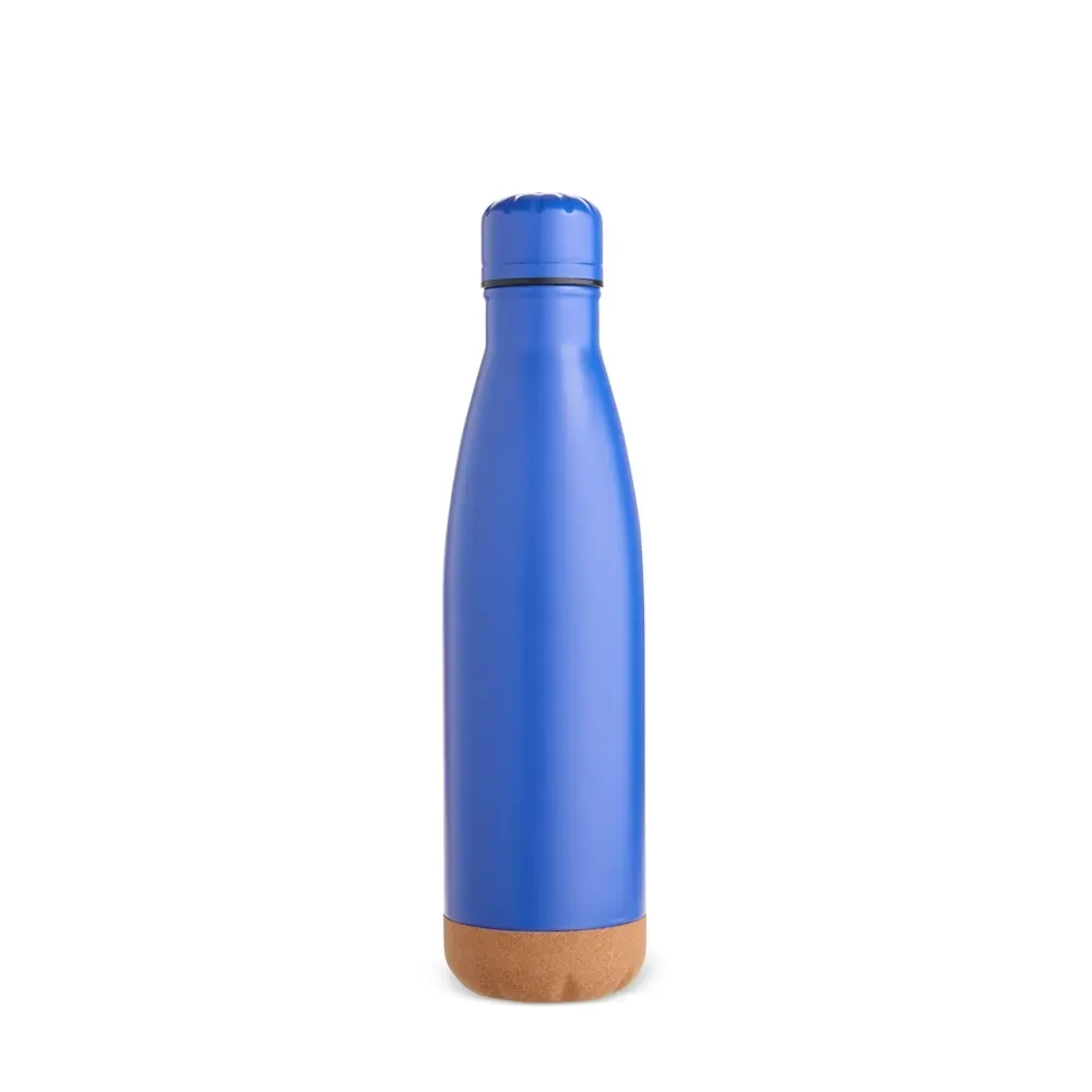 Garrafa Térmica Inox 500ml Fundo em Cortiça personalizada azul