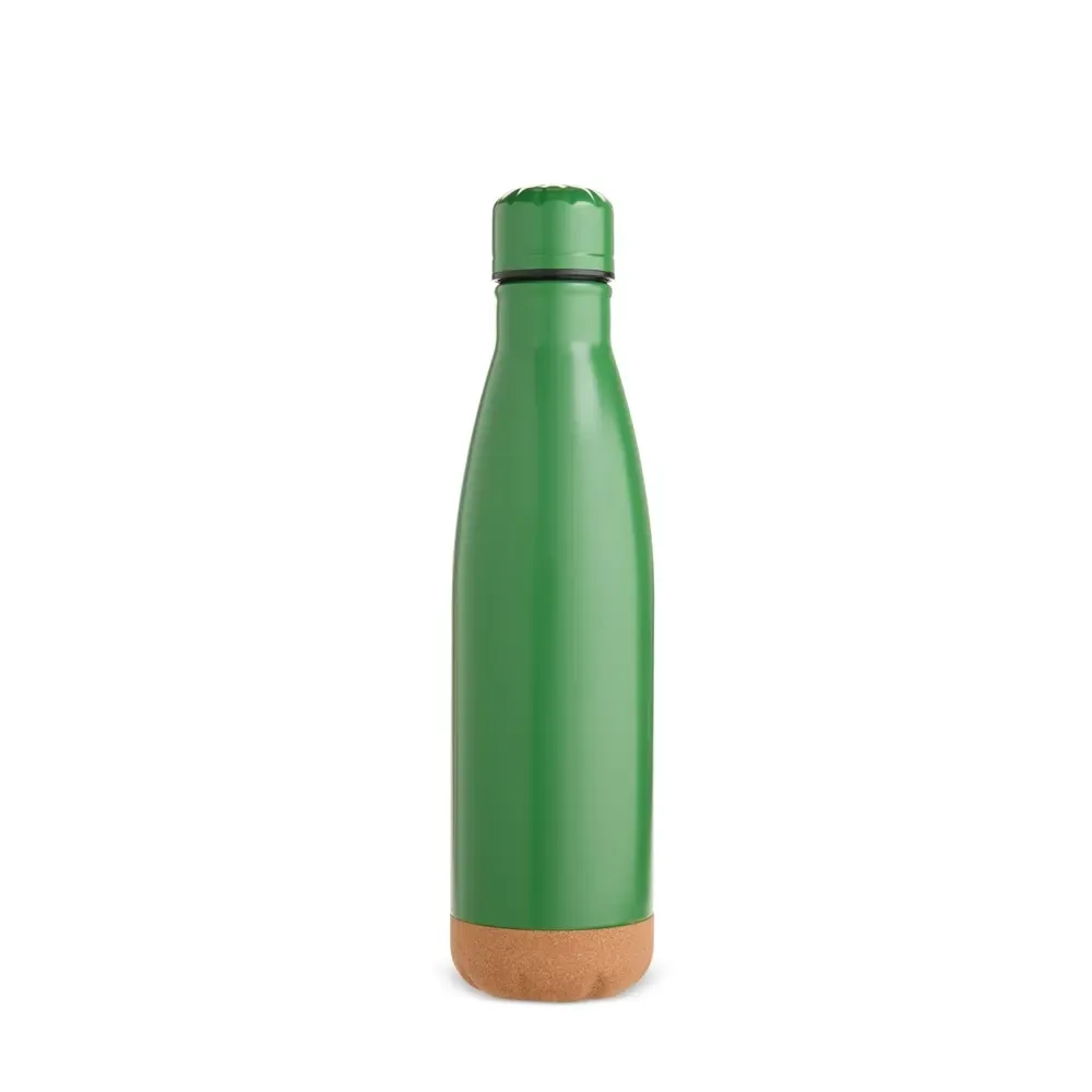 Garrafa Térmica Inox 500ml Fundo em Cortiça personalizada verde
