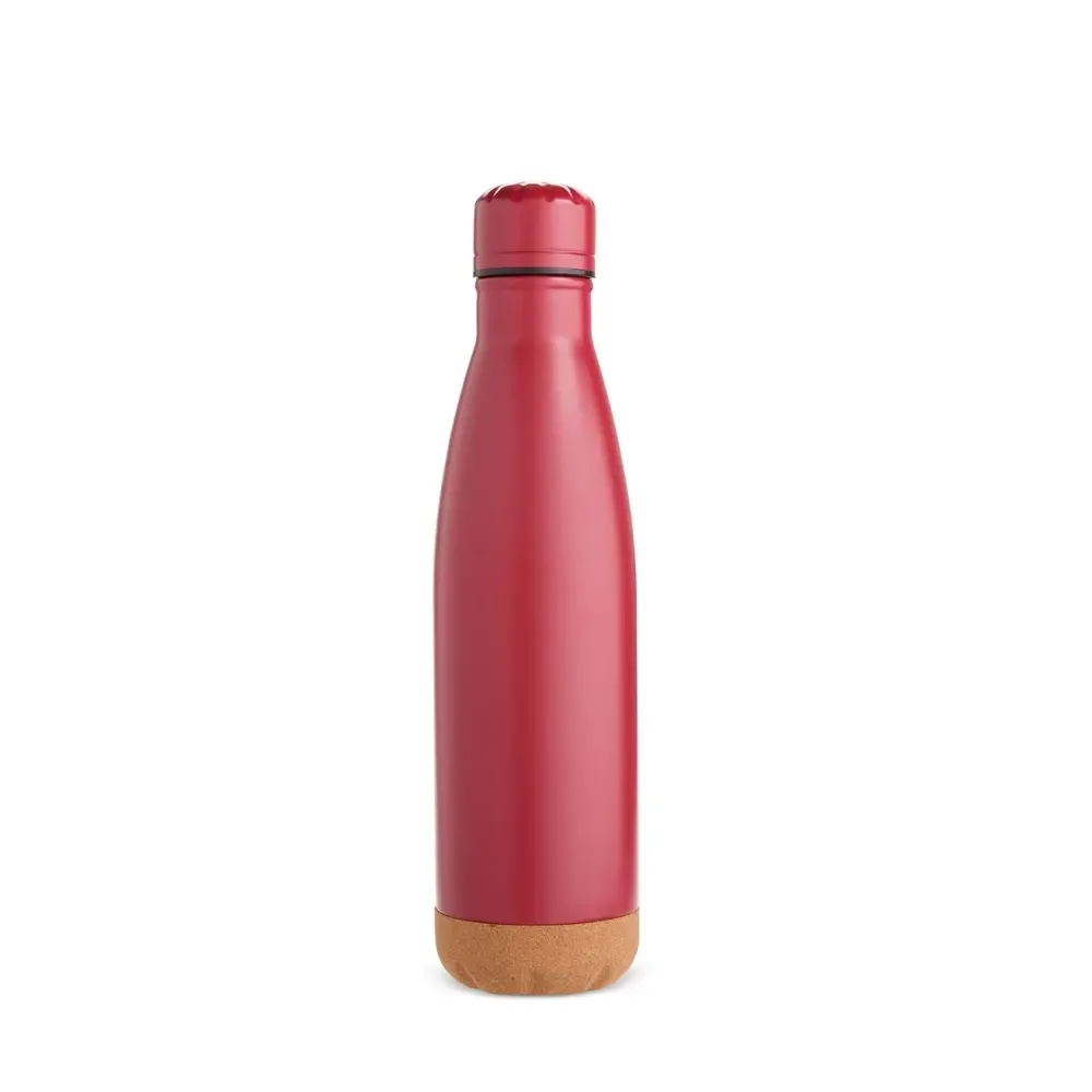 Garrafa Térmica Inox 500ml Fundo em Cortiça personalizada vermelha