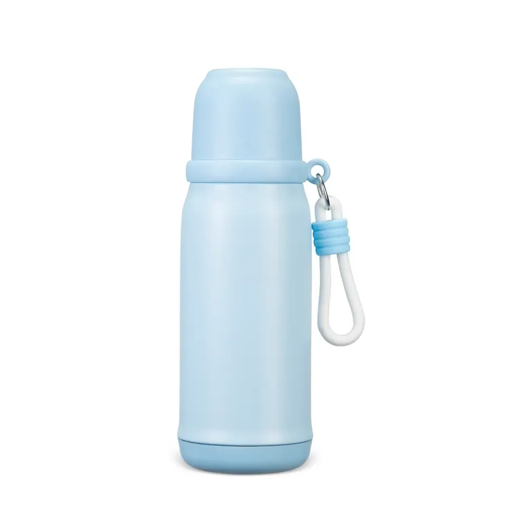 Garrafa Térmica Inox 500ml com Infusor e Copo personalizada azul claro
