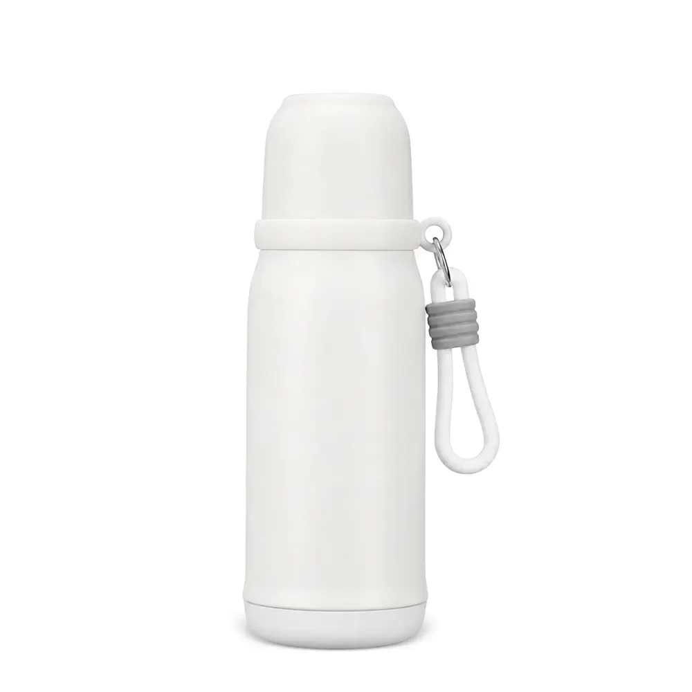 Garrafa Térmica Inox 500ml com Infusor e Copo personalizada branca