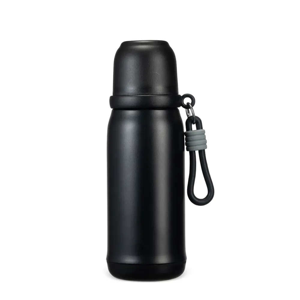 Garrafa Térmica Inox 500ml com Infusor e Copo personalizada preta