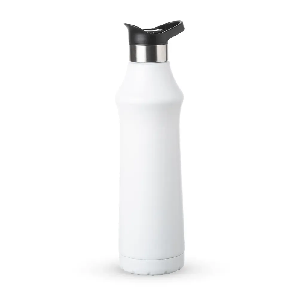 Garrafa térmica inox 500ml tampa clique personalizada branca