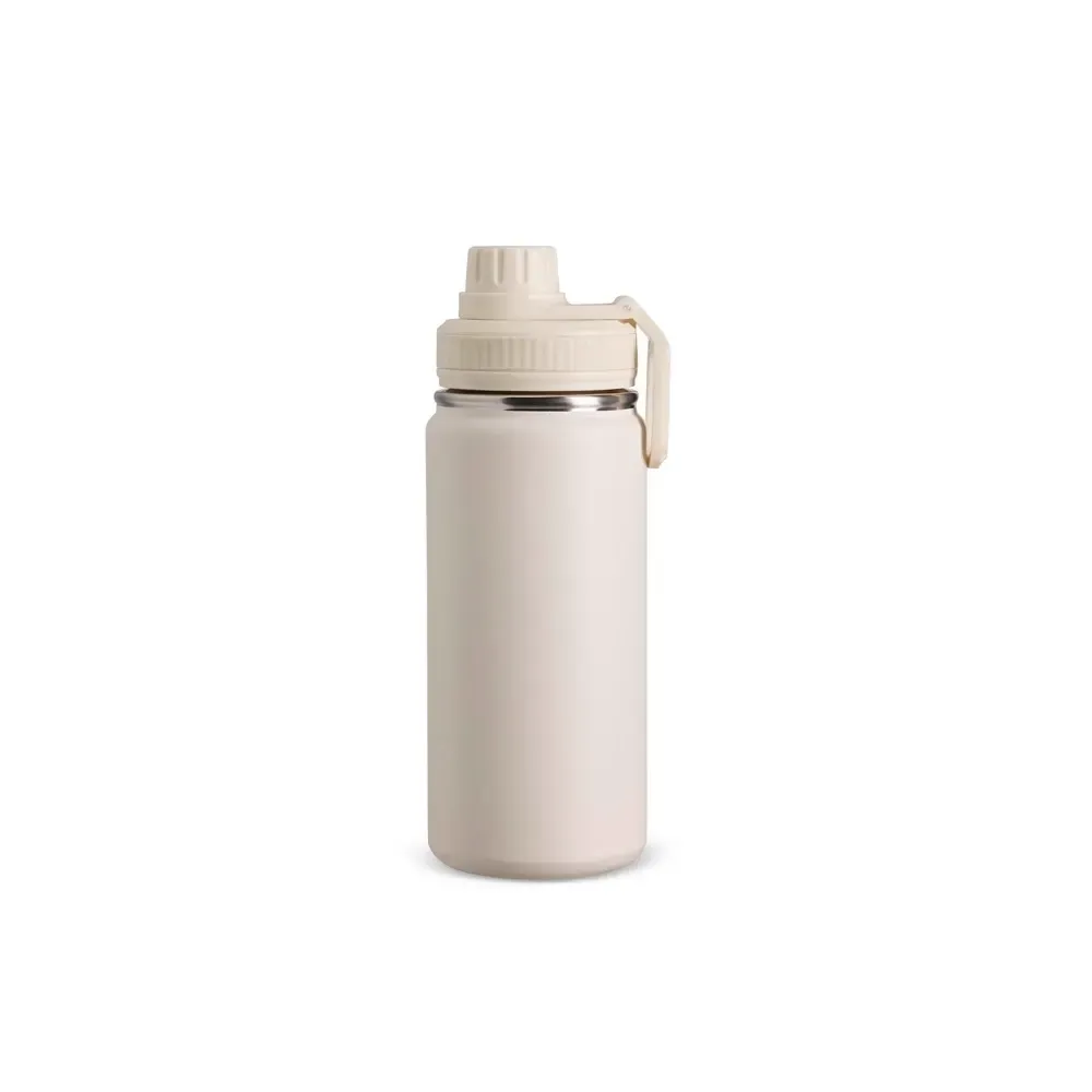 Garrafa Térmica Inox 550ml Alça Retangular personalizada creme