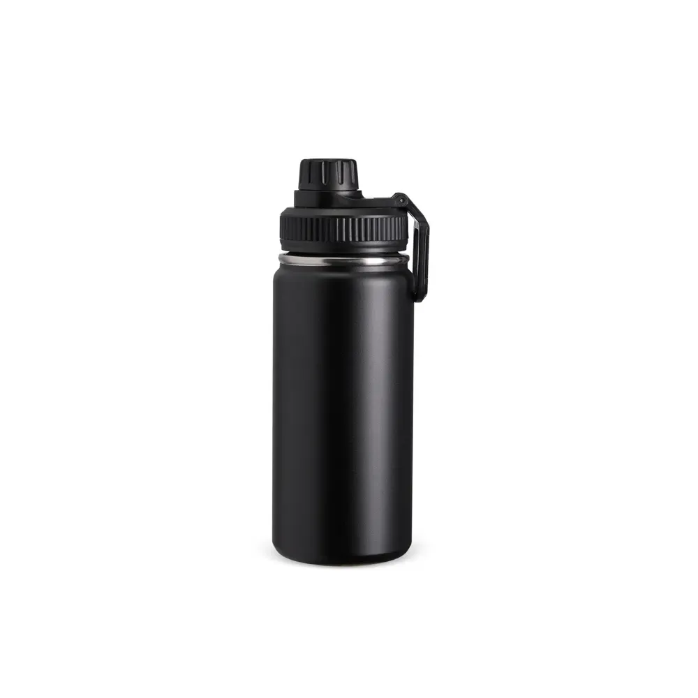 Garrafa Térmica Inox 550ml Alça Retangular personalizada preta