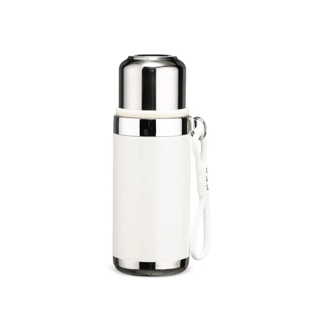 Garrafa Térmica Inox 550ml Copo e Infusor personalizada branca