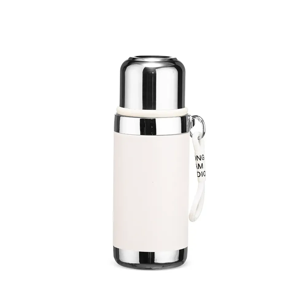 Garrafa Térmica Inox 550ml Copo e Infusor personalizada creme