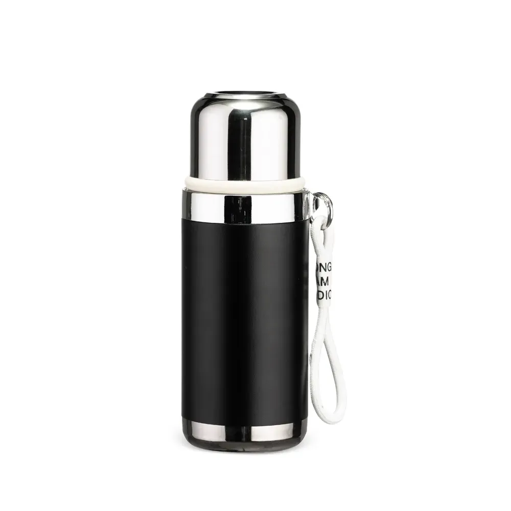 Garrafa Térmica Inox 550ml Copo e Infusor personalizada preta