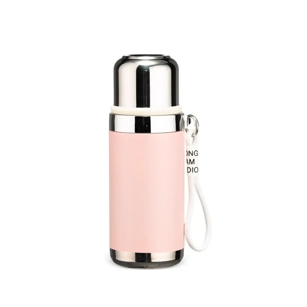 Garrafa Térmica Inox 550ml Copo e Infusor personalizada rosa claro