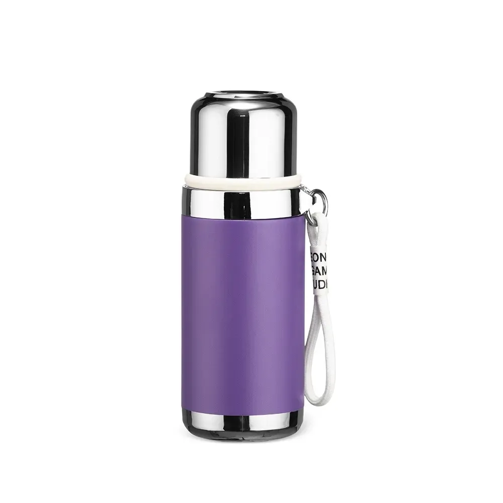 Garrafa Térmica Inox 550ml Copo e Infusor personalizada roxa