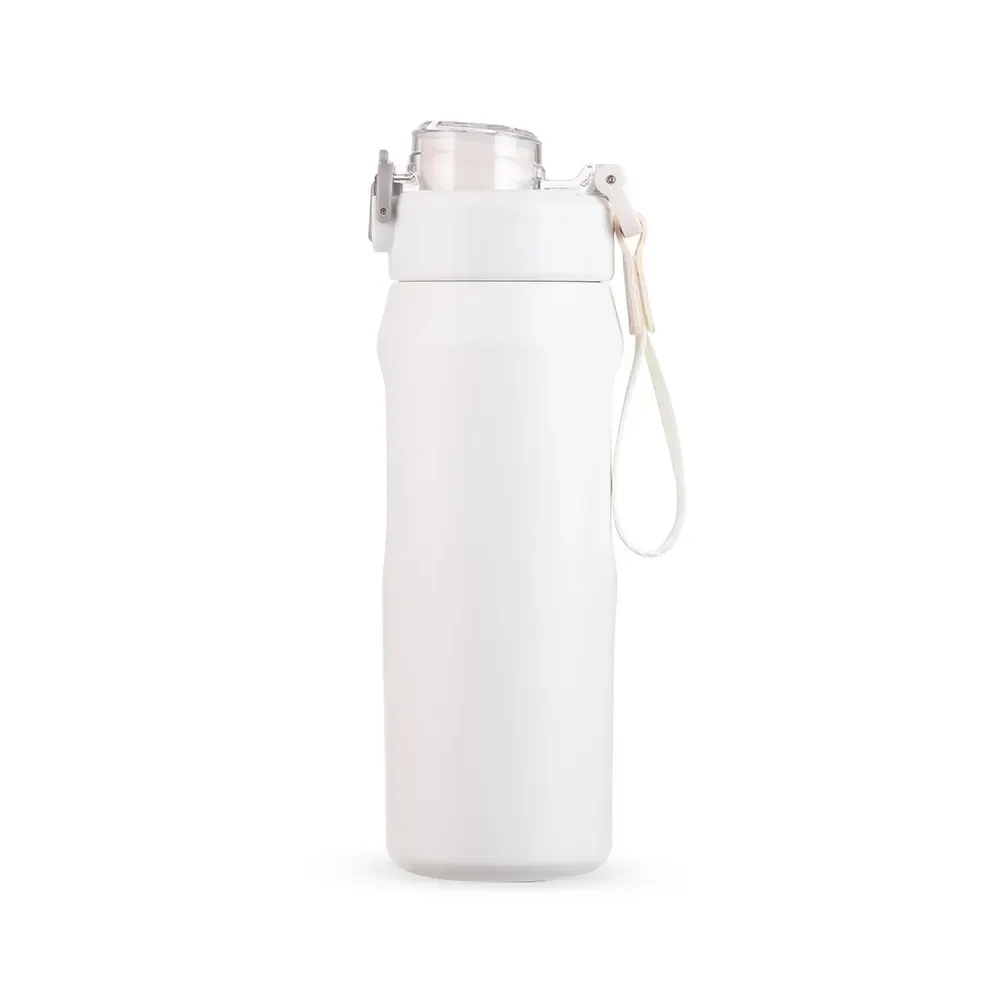 Garrafa Térmica Inox 550ml Bico e Canudo branca