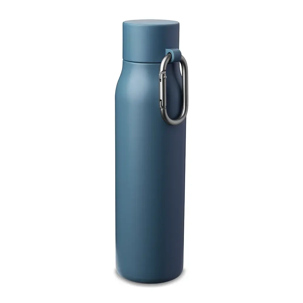 Garrafa Térmica Inox 550ml Mosquetão de Alumínio personalizada azul claro