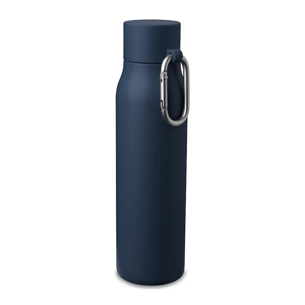 Garrafa Térmica Inox 550ml Mosquetão de Alumínio personalizada azul escuro