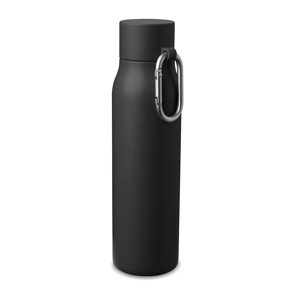 Garrafa Térmica Inox 550ml Mosquetão de Alumínio personalizada preta