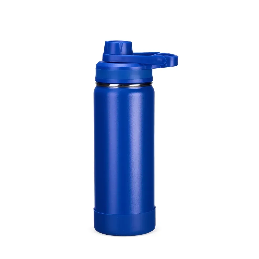 Garrafa Térmica Inox 550ml com Protetor de Base em Silicone personalizada azul