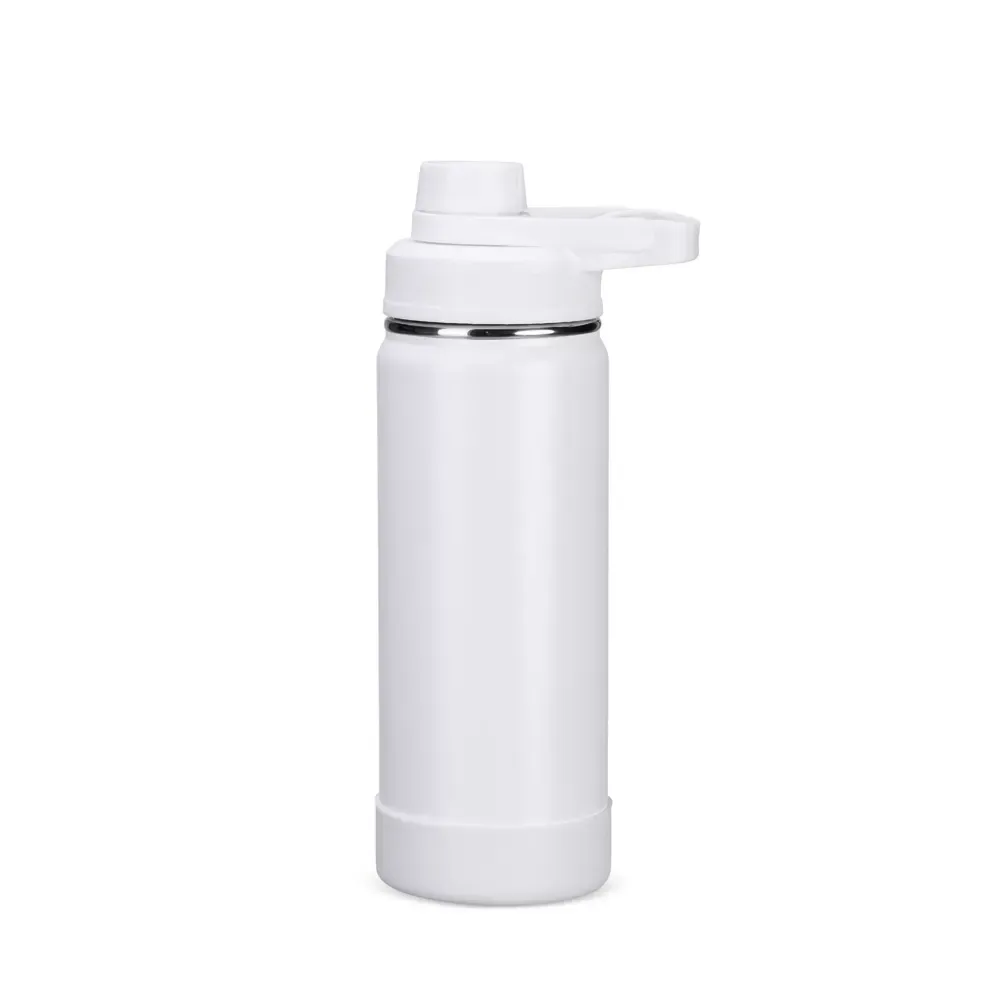 Garrafa Térmica Inox 550ml com Protetor de Base em Silicone personalizada branca