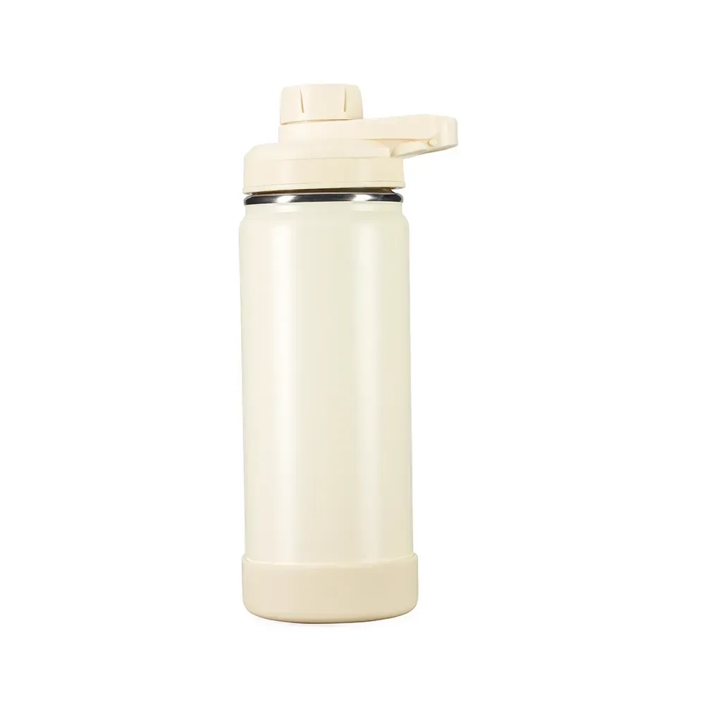 Garrafa Térmica Inox 550ml com Protetor de Base em Silicone personalizada creme