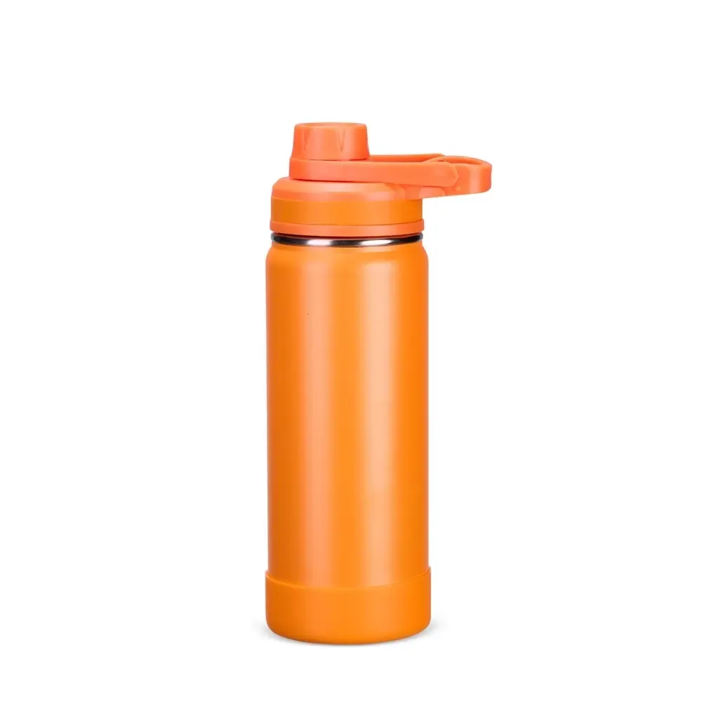Garrafa Térmica Inox 550ml com Protetor de Base em Silicone personalizada laranja