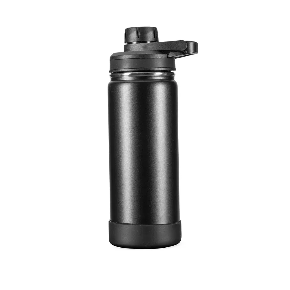 Garrafa Térmica Inox 550ml com Protetor de Base em Silicone personalizada preta