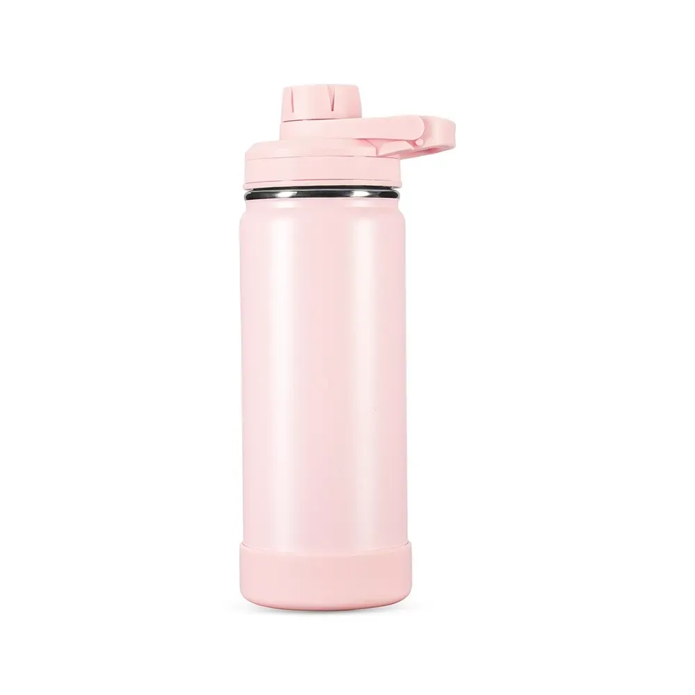 Garrafa Térmica Inox 550ml com Protetor de Base em Silicone personalizada rosa