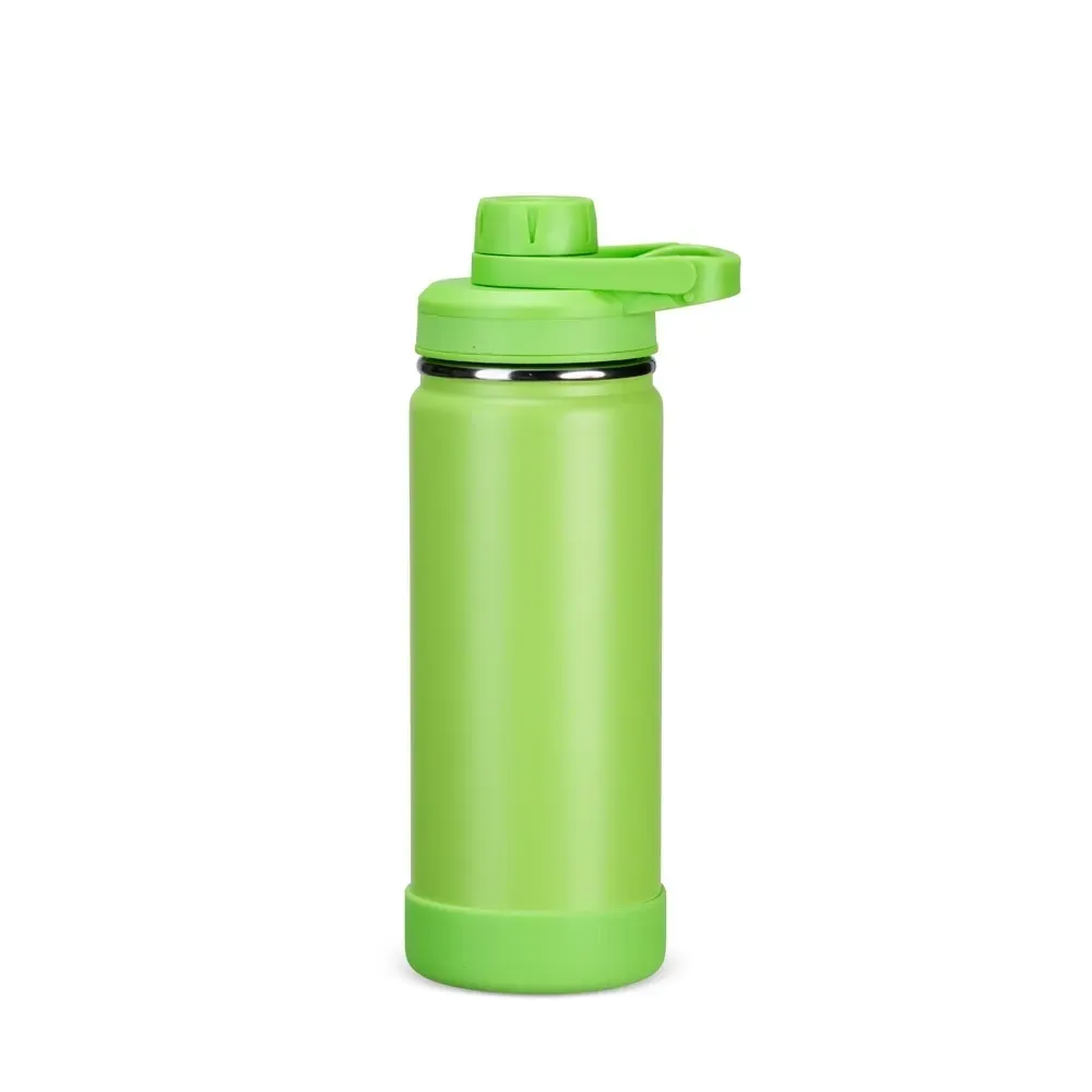 Garrafa Térmica Inox 550ml com Protetor de Base em Silicone personalizada verde clara