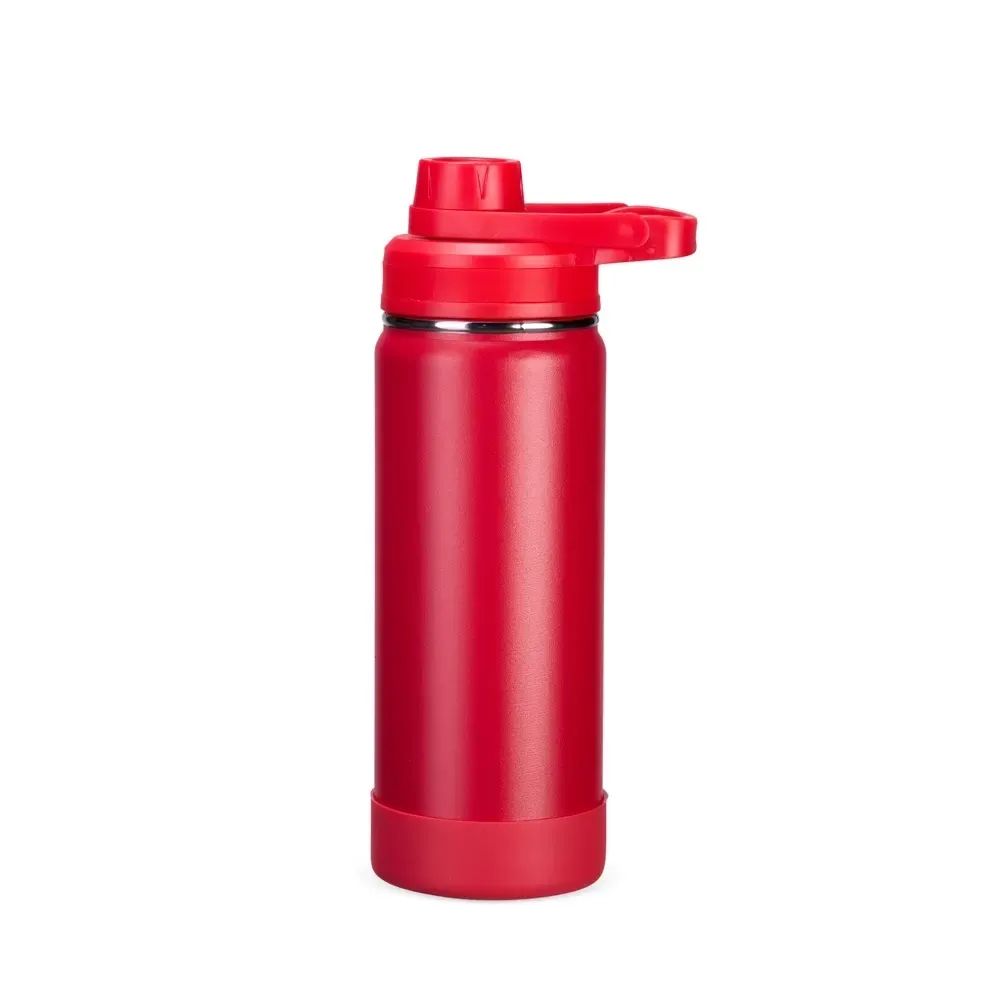 Garrafa Térmica Inox 550ml com Protetor de Base em Silicone personalizada vermelha