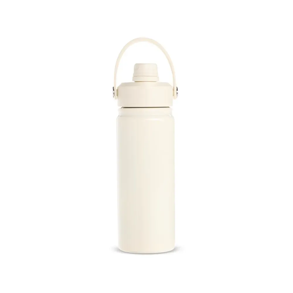 Garrafa Térmica Inox 600ml Bico Flip personalizada creme