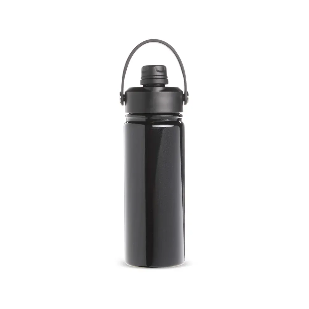Garrafa Térmica Inox 600ml Bico Flip personalizada preta