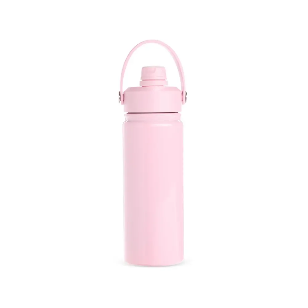 Garrafa Térmica Inox 600ml Bico Flip personalizada rosa