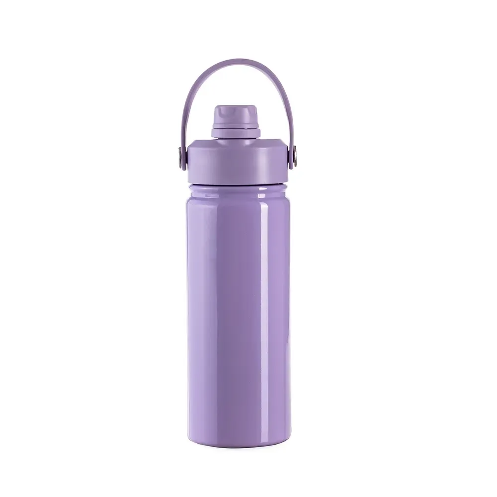 Garrafa Térmica Inox 600ml Bico Flip personalizada roxa
