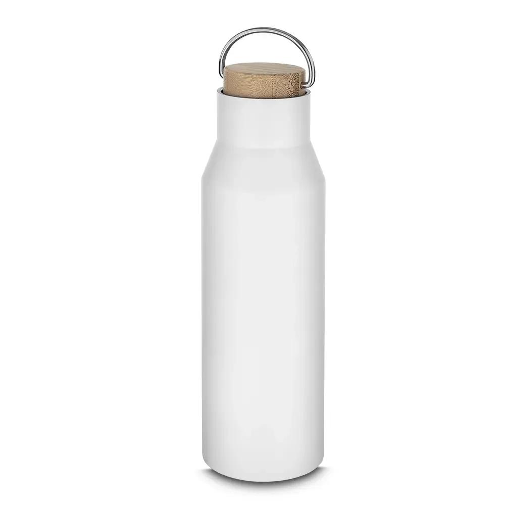 Garrafa Térmica Inox 600ml Fosca Alça Flexível personalizada branca