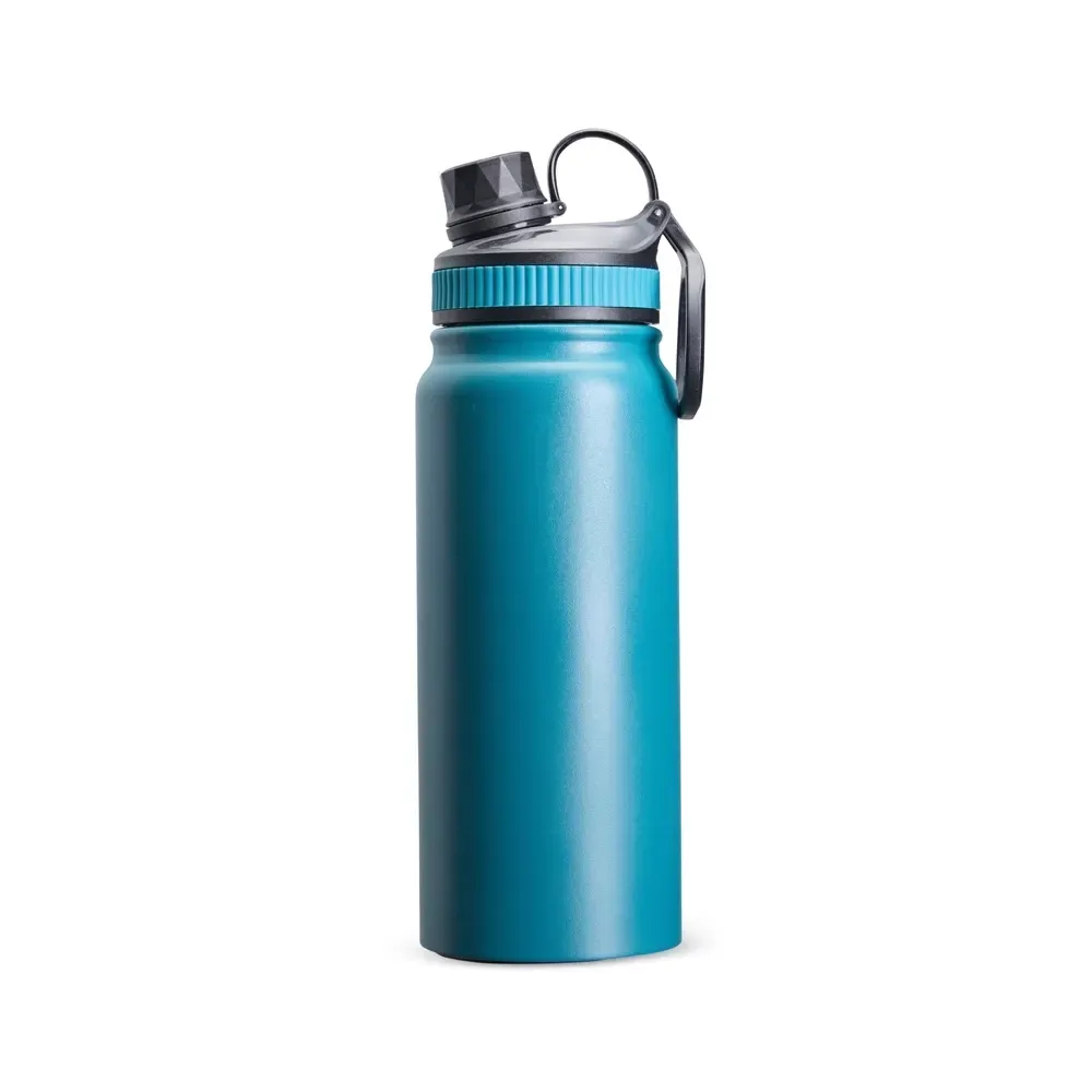 Garrafa Térmica Inox 650ml Base Antiderrapante personalizada azul ciano