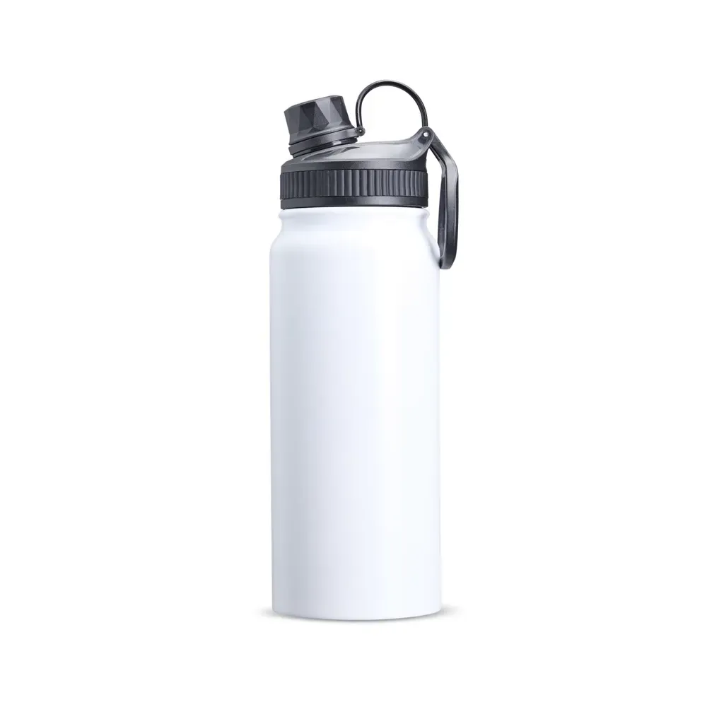 Garrafa Térmica Inox 650ml Base Antiderrapante personalizada branca