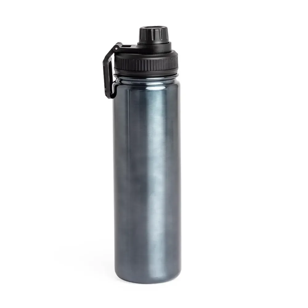 Garrafa térmica inox 650ml grafite com alça e tampa rosqueável personalizada