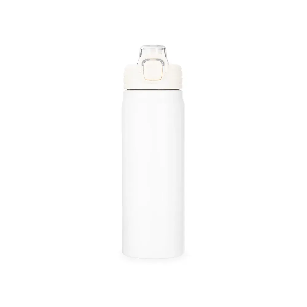 Garrafa Térmica Inox 680ml Trava de Segurança personalizada branca