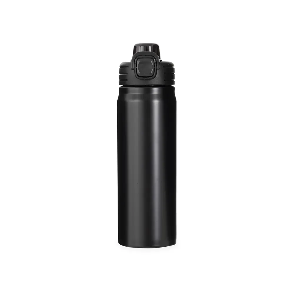 Garrafa Térmica Inox 680ml Trava de Segurança personalizada preta
