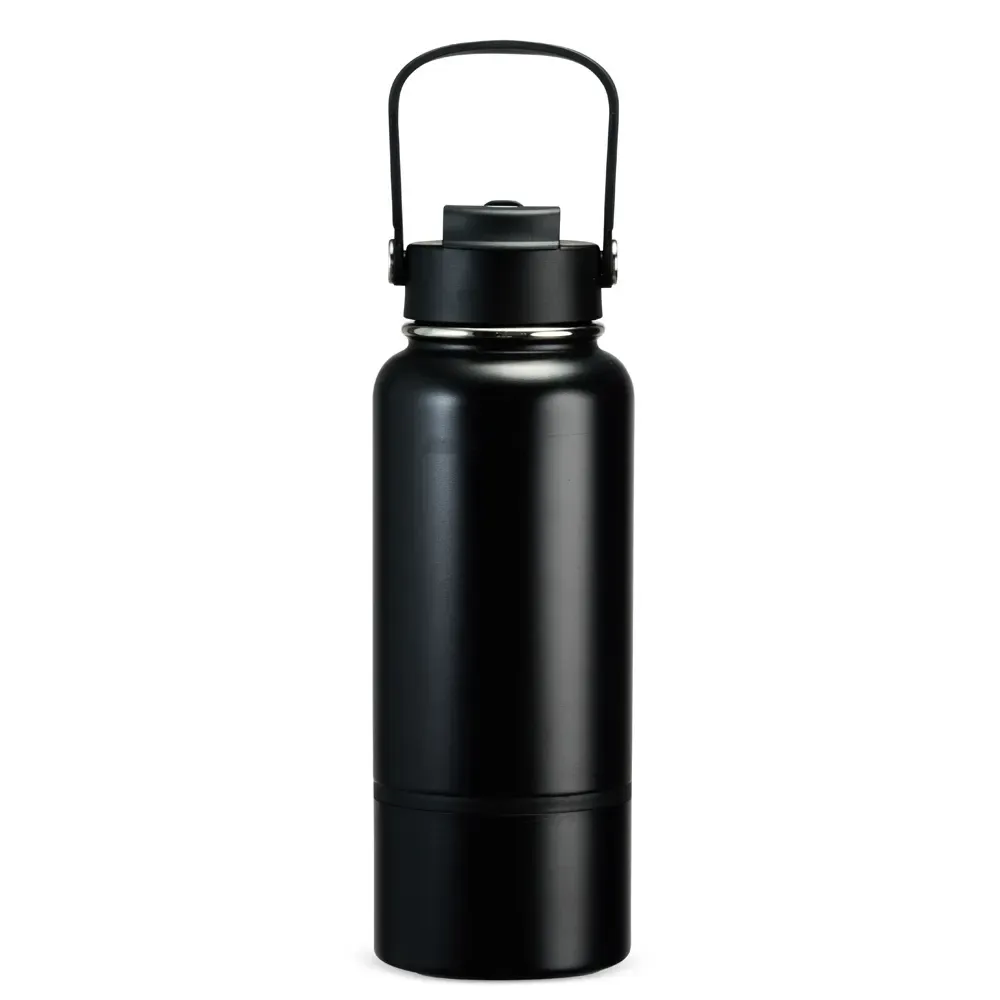 Garrafa Térmica Inox 700ml Fundo Removível personalizada preta