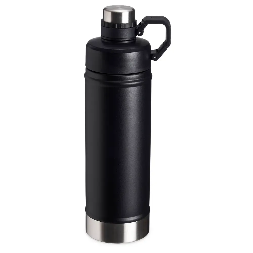 Garrafa térmica inox 700ml tampa protetora personalizada preta