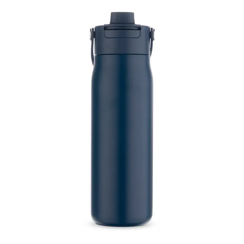 Garrafa Térmica Inox 700ml Tampa Fixa TPR personalizada azul escuro