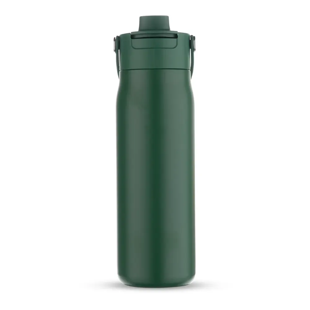 Garrafa Térmica Inox 700ml Tampa Fixa TPR personalizada verde escuro