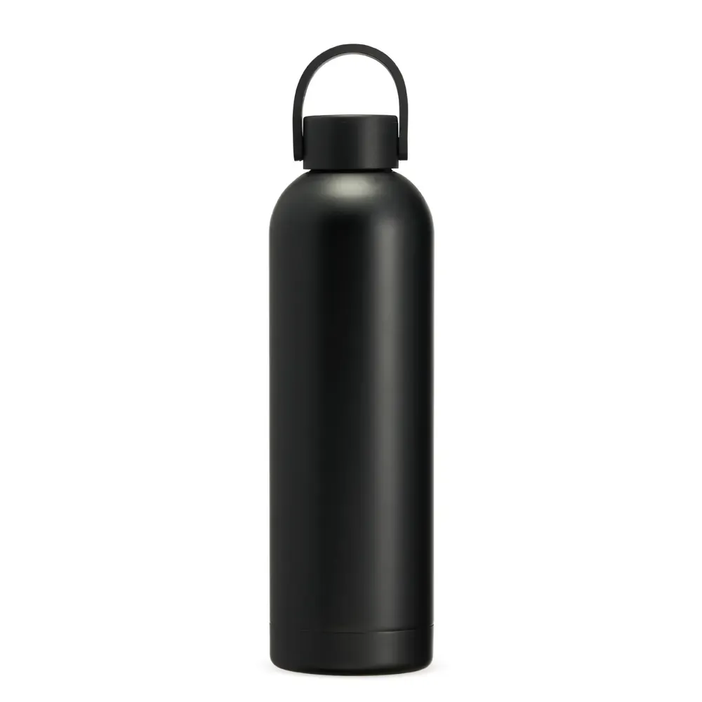 Garrafa Térmica Inox 750ml com Alça Emborrachada personalizada preta