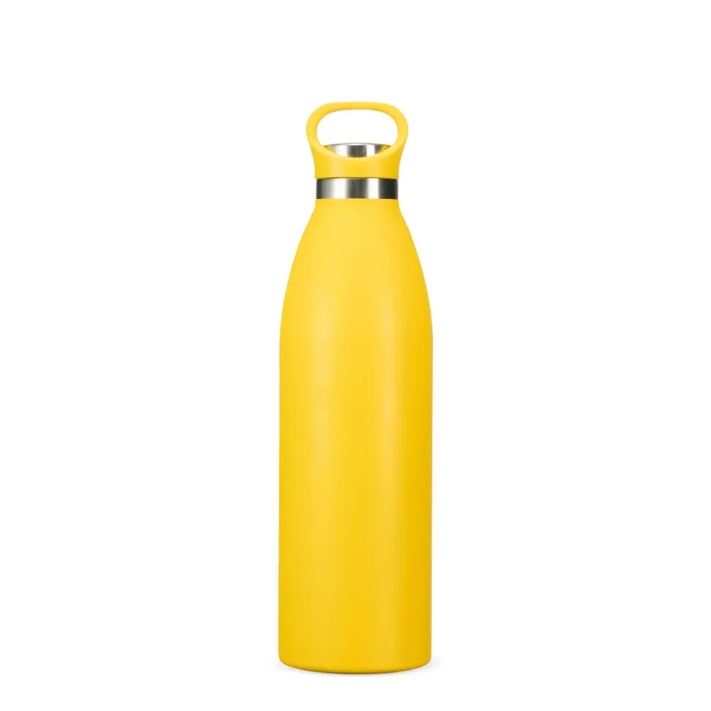 Garrafa Térmica Inox 750ml com Alça Fixa personalizada amarela
