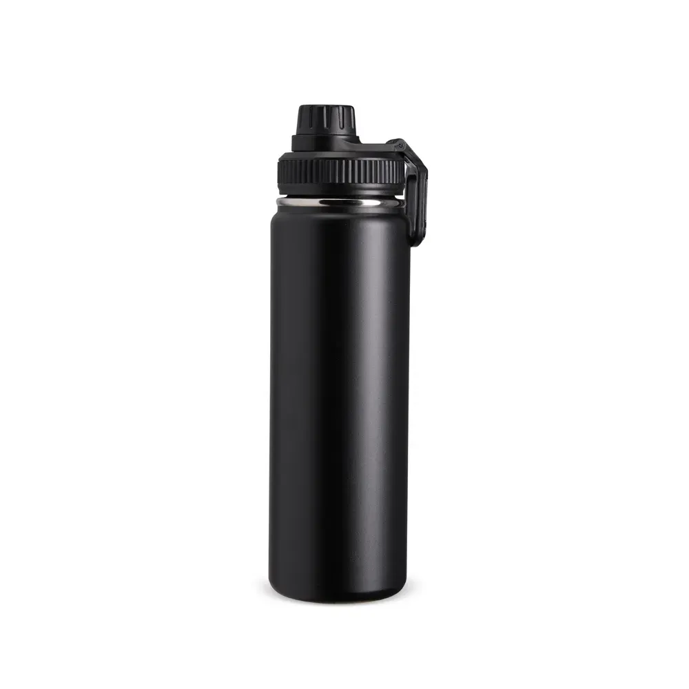 Garrafa Térmica Inox 750ml Alça Retangular personalizada preta